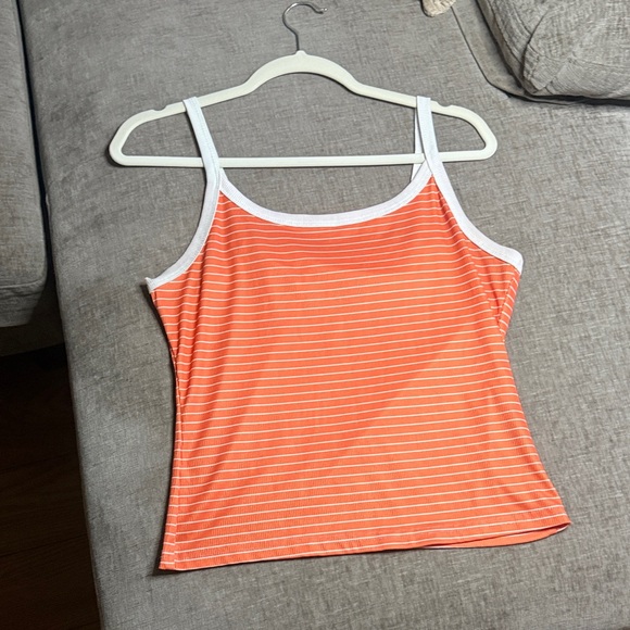 SHEIN Tops - SHEIN Orange and White Striped Camisole